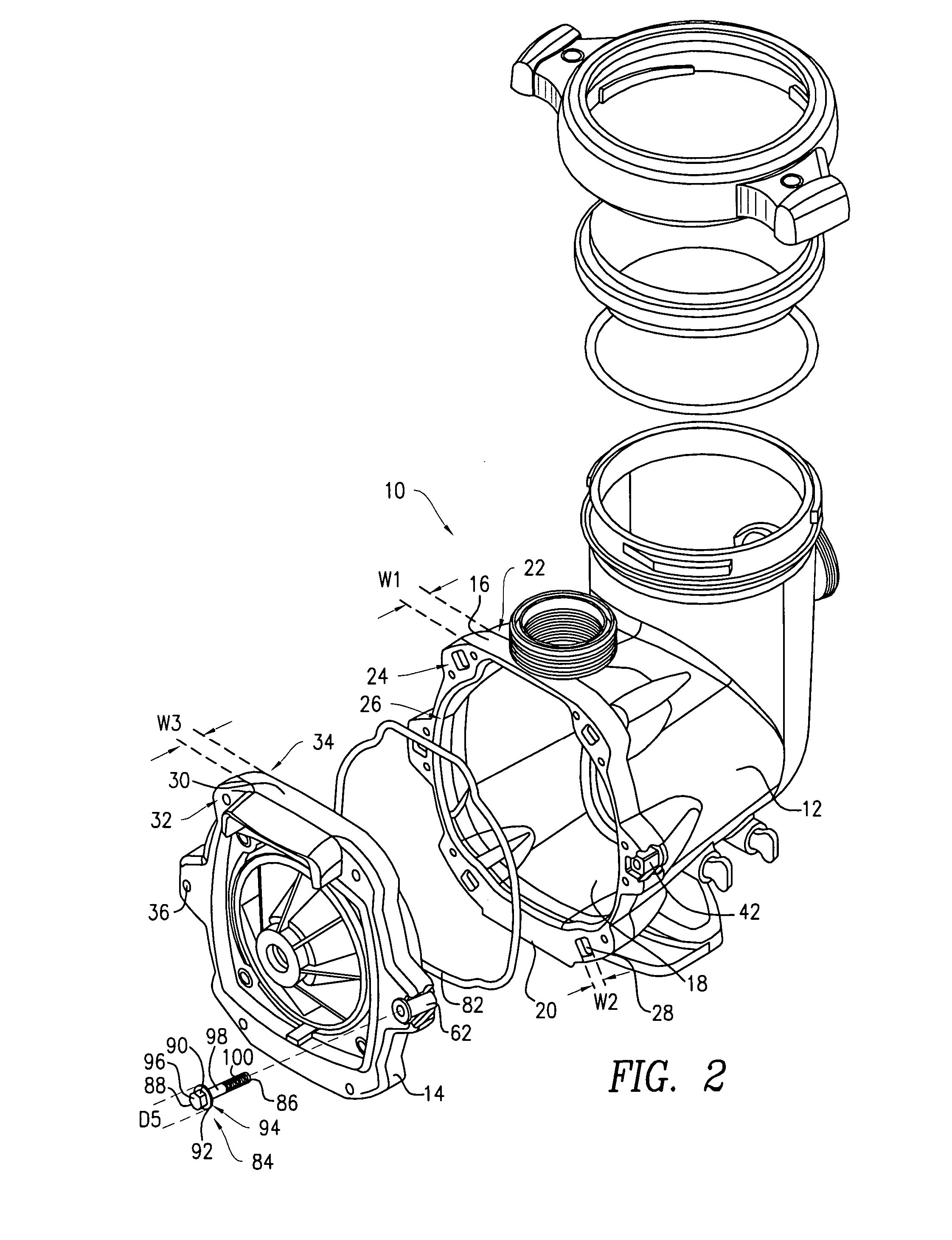 Pump housing coupling