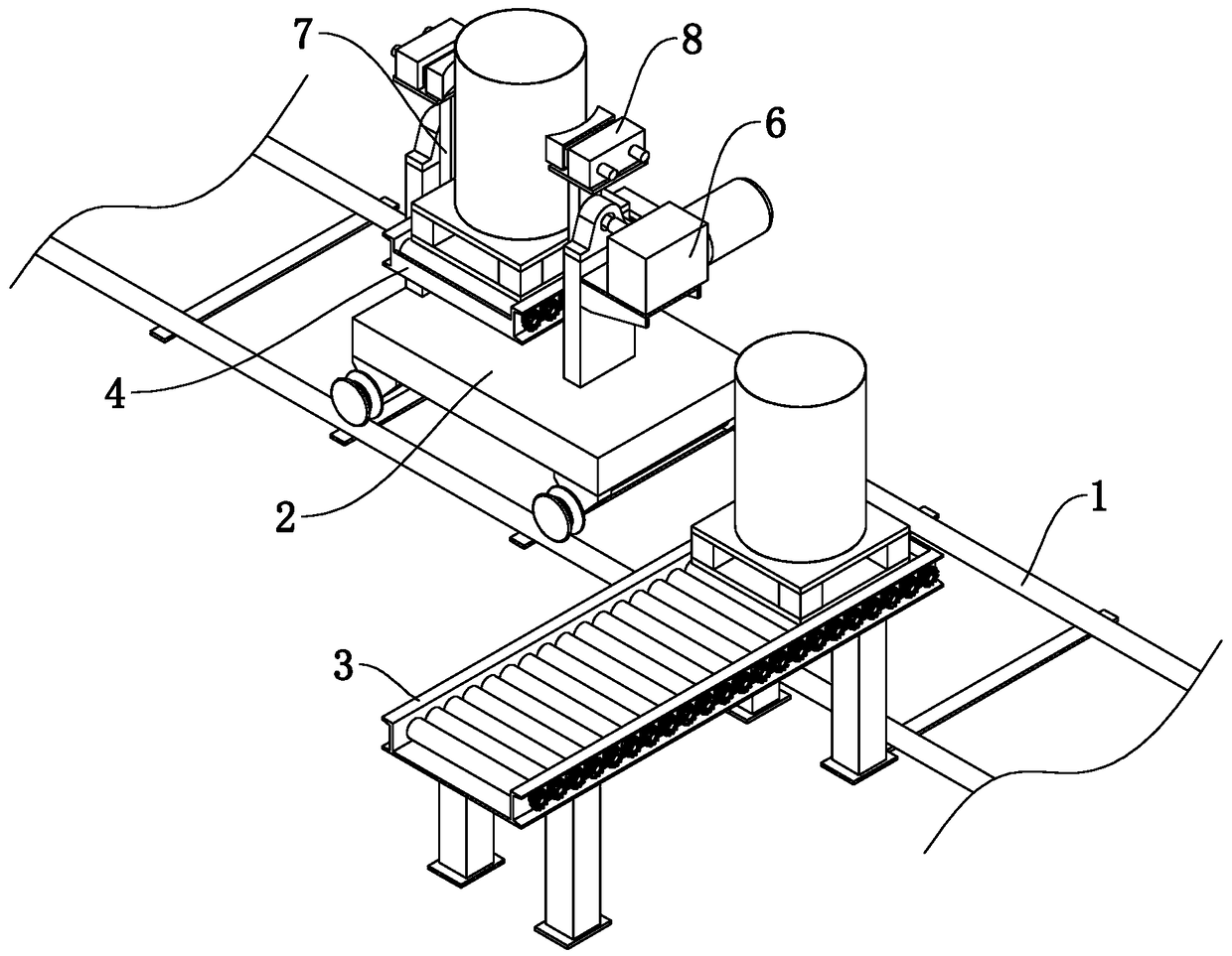 Single tipping type material bin replenishing system for new energy automobile magnetic steel raw material batching equipment