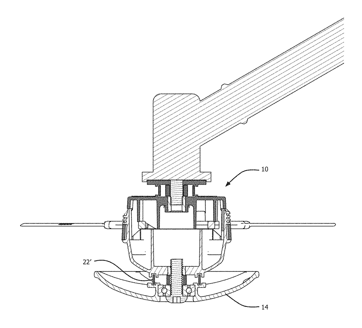 Anti-wind/anti-wrapping assembly for trimmers