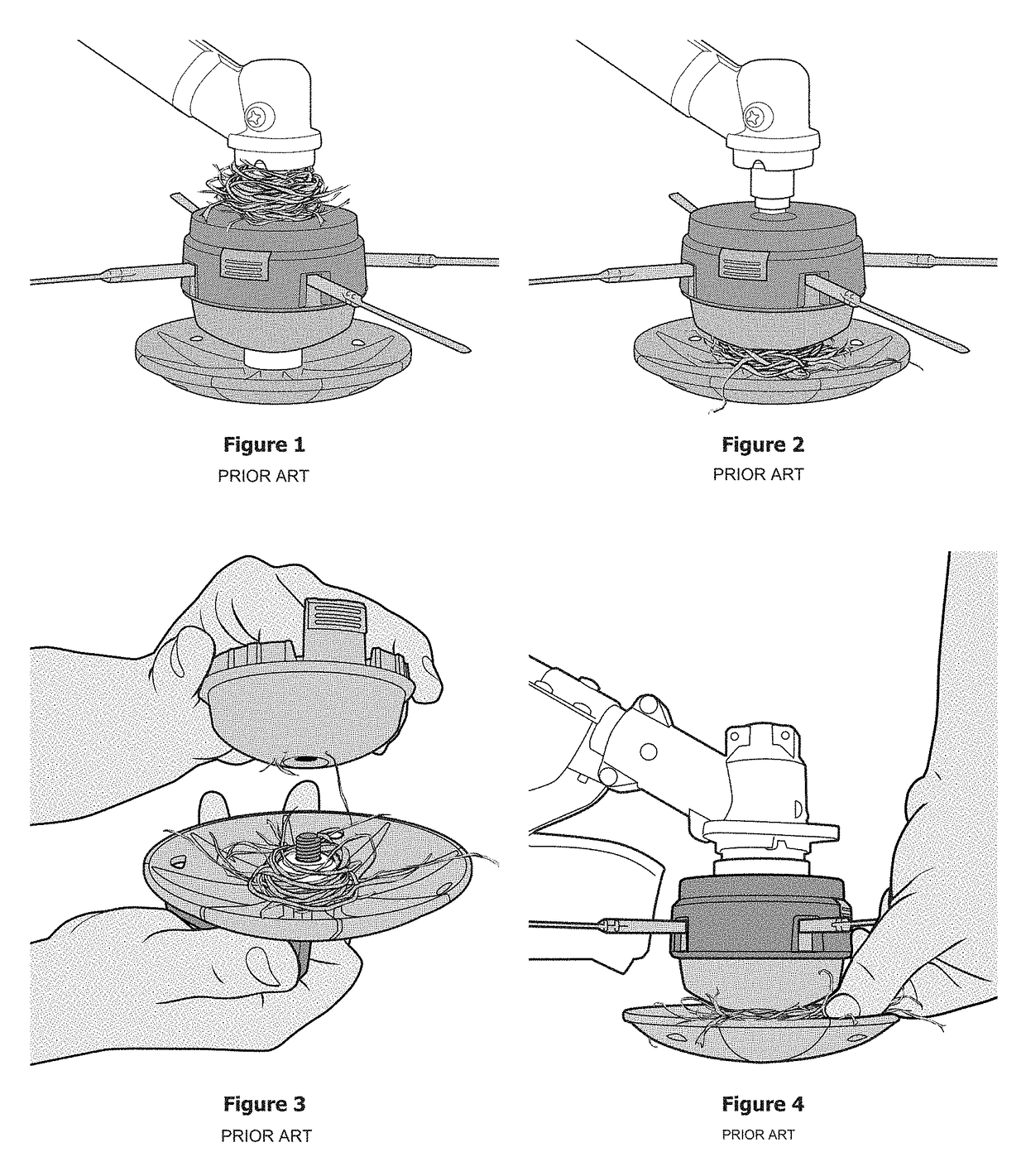 Anti-wind/anti-wrapping assembly for trimmers