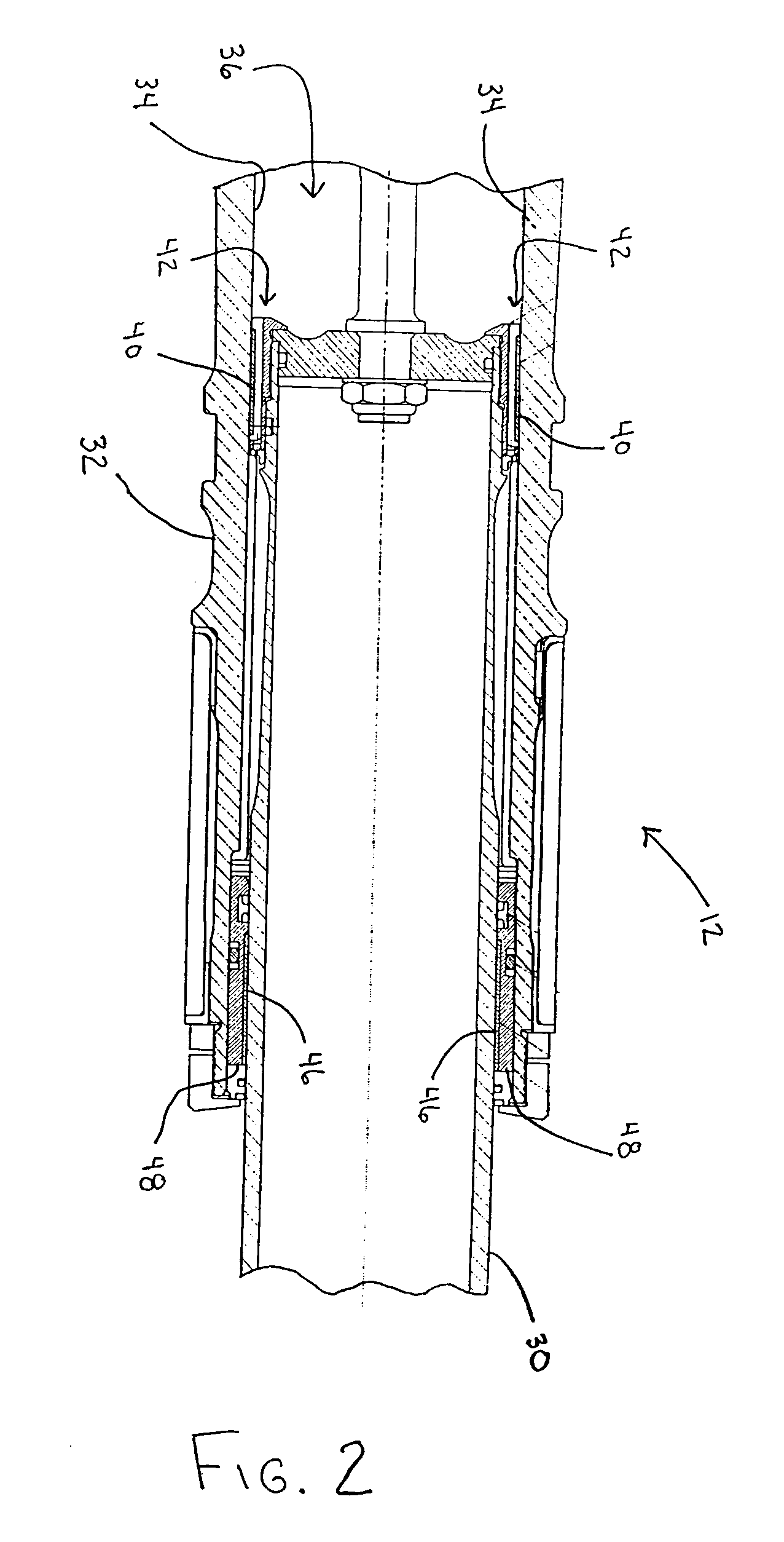 Aircraft shock strut having improved cylinder and bearings