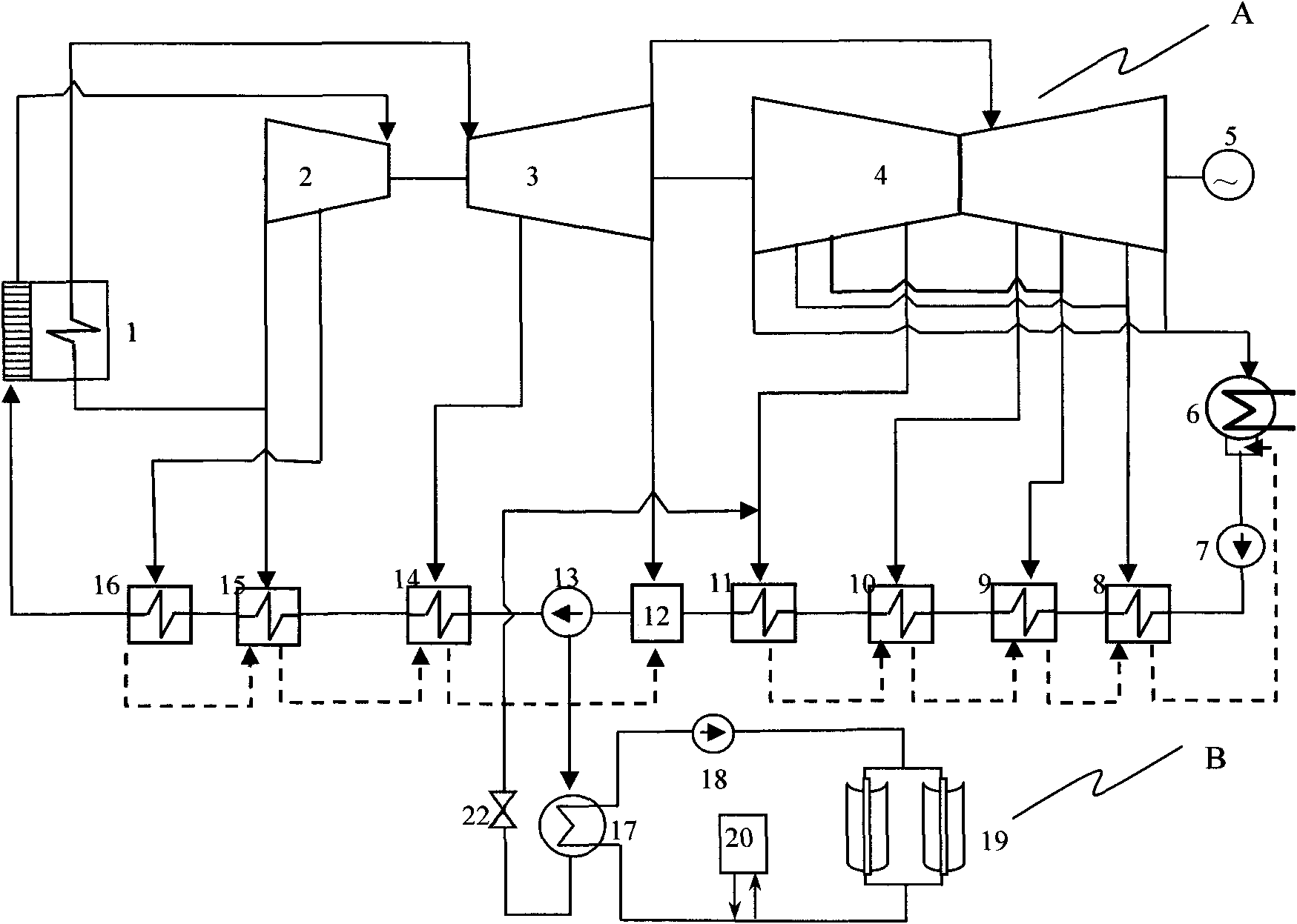 Solar heat collection, energy storage and back heating system applied to thermal generator set