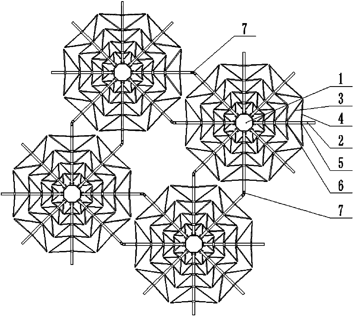 Rigid hinge connecting variable-topology folding and unfolding mechanism with crank block as folding and unfolding unit