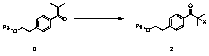 4-(2-halogenated isobutyryl) phenylethanol derivative and preparation method thereof