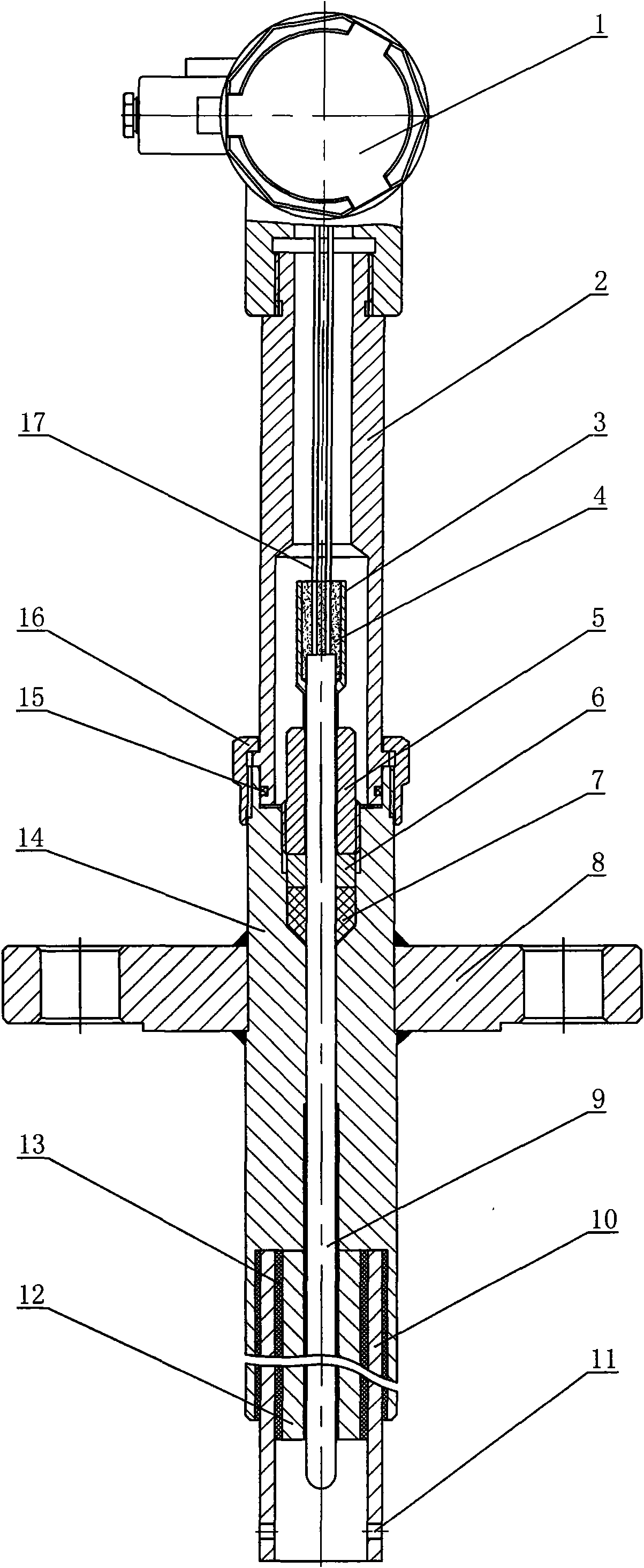 Quick-response leakproof high-temperature thermocouple