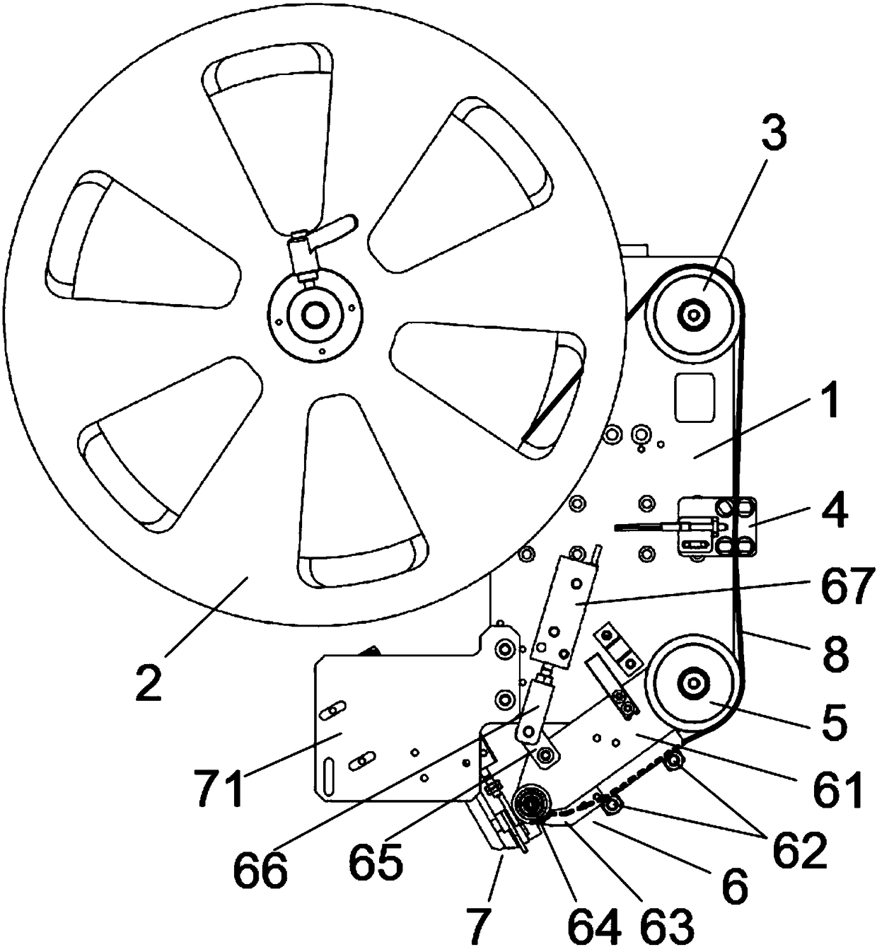 Rolling-type adhesive tape pasting device