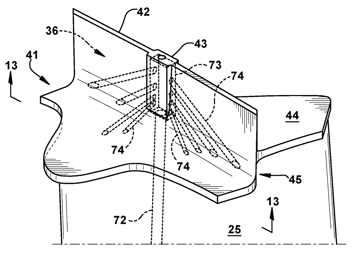 Interior cooling configurations in turbine rotor blades