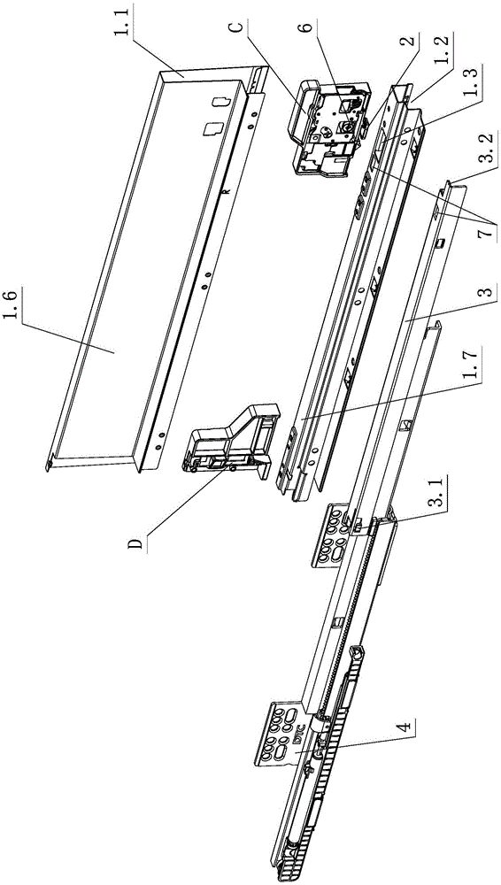 Stable connecting structure for drawer and slide rail of furniture