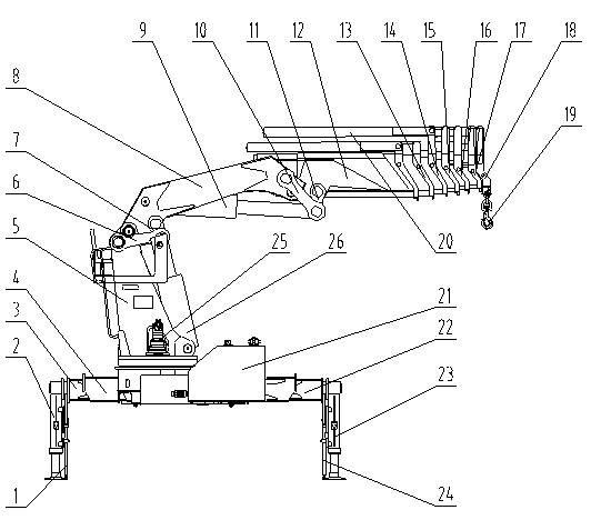 Large-tonnage lorry-mounted crane