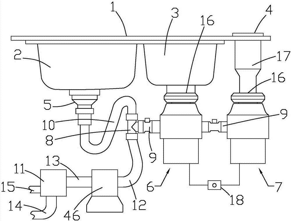 Domestic kitchen sewage treatment device