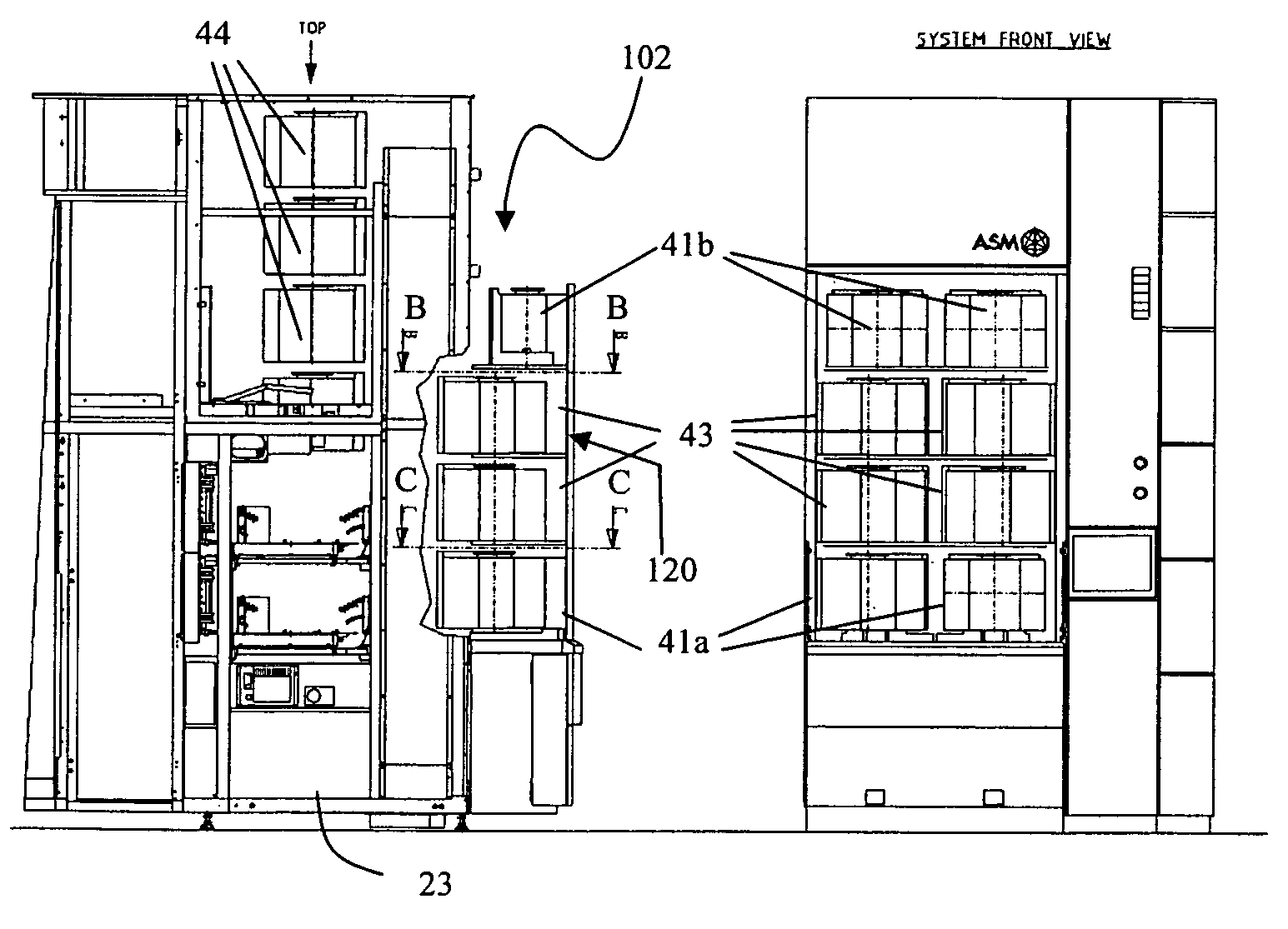 Processing system with increased cassette storage capacity