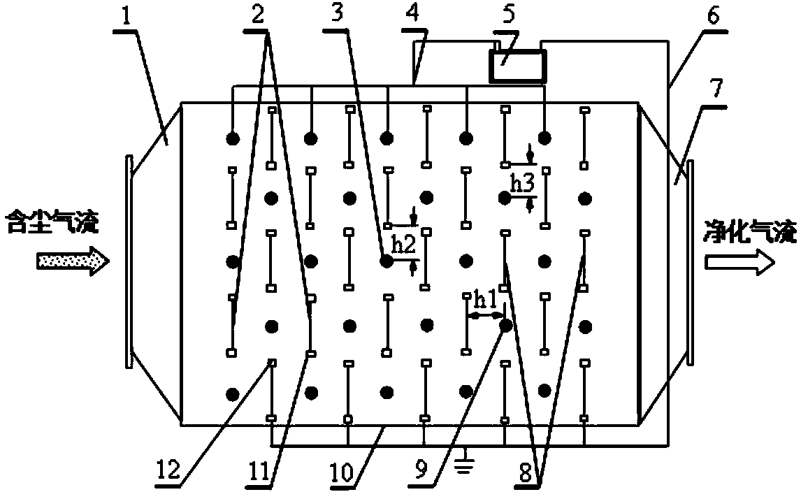 Transverse polar plate bipolar static agglomeration dedusting device and dedusting method thereof