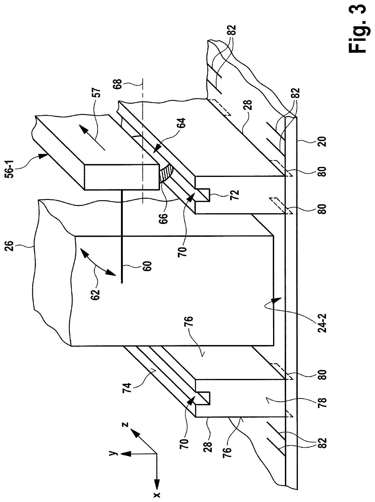 System formed by shelving unit and corresponding telescopic load receiving means without width adjustment