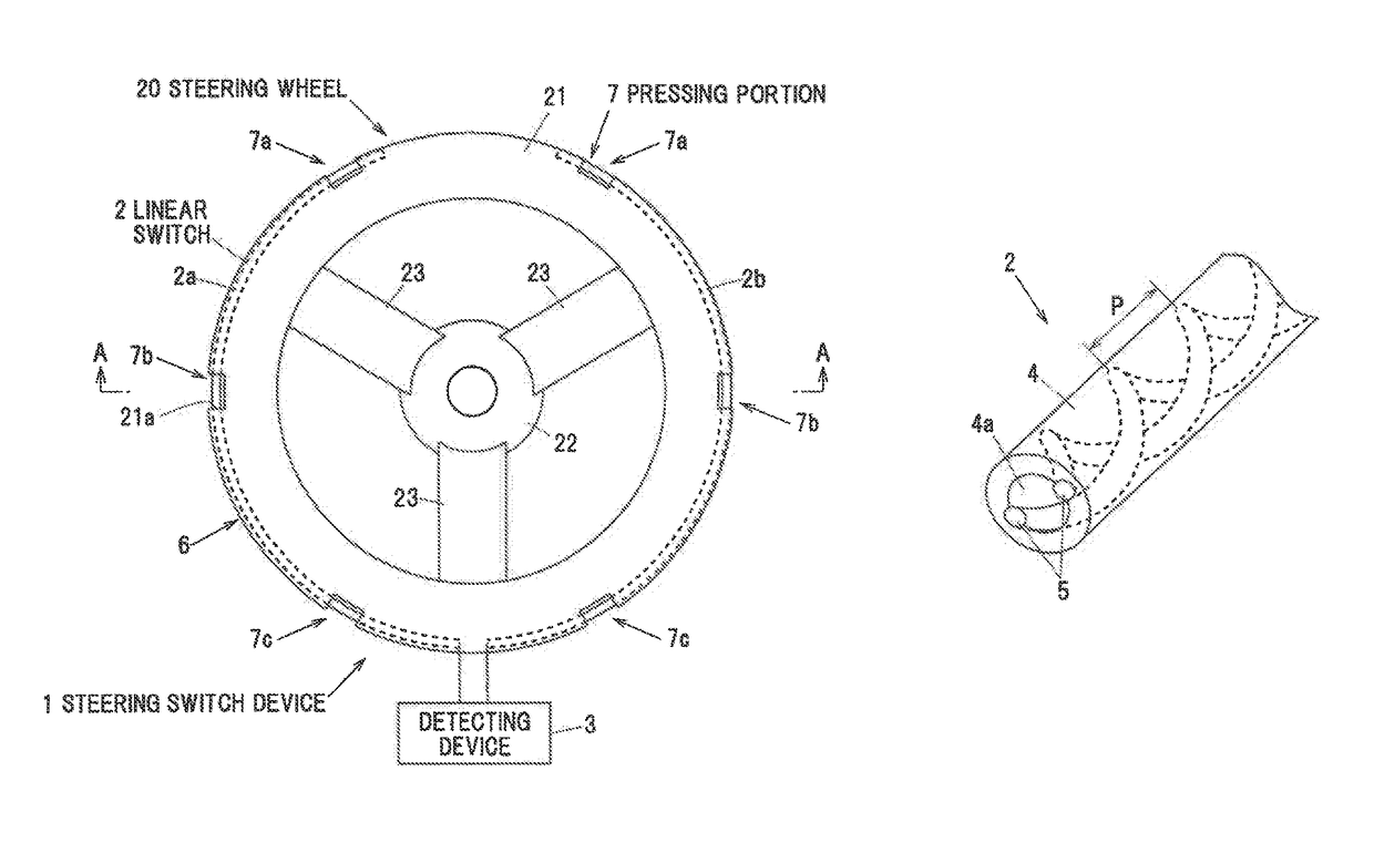 Steering wheel switch device