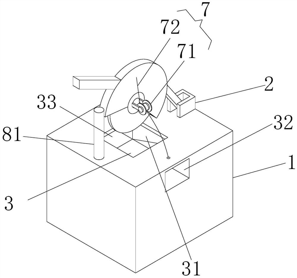 A cutting device for aluminum alloy window frame processing