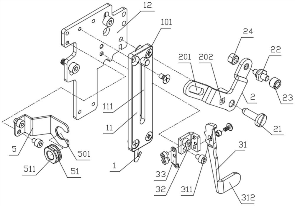 Thread hooking device for preventing deformation of pull rod and embroidery machine