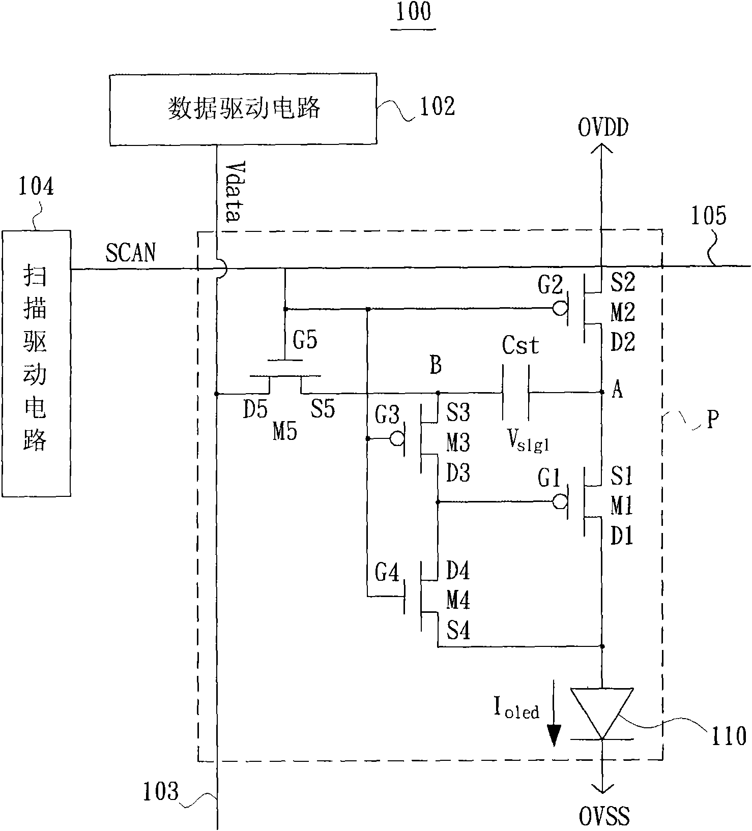 Pixel circuit, active matrix organic light-emitting diode display and drive method thereof