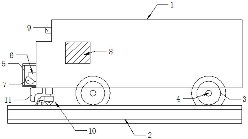 An anti-derailment device suitable for narrow-gauge trams in mines