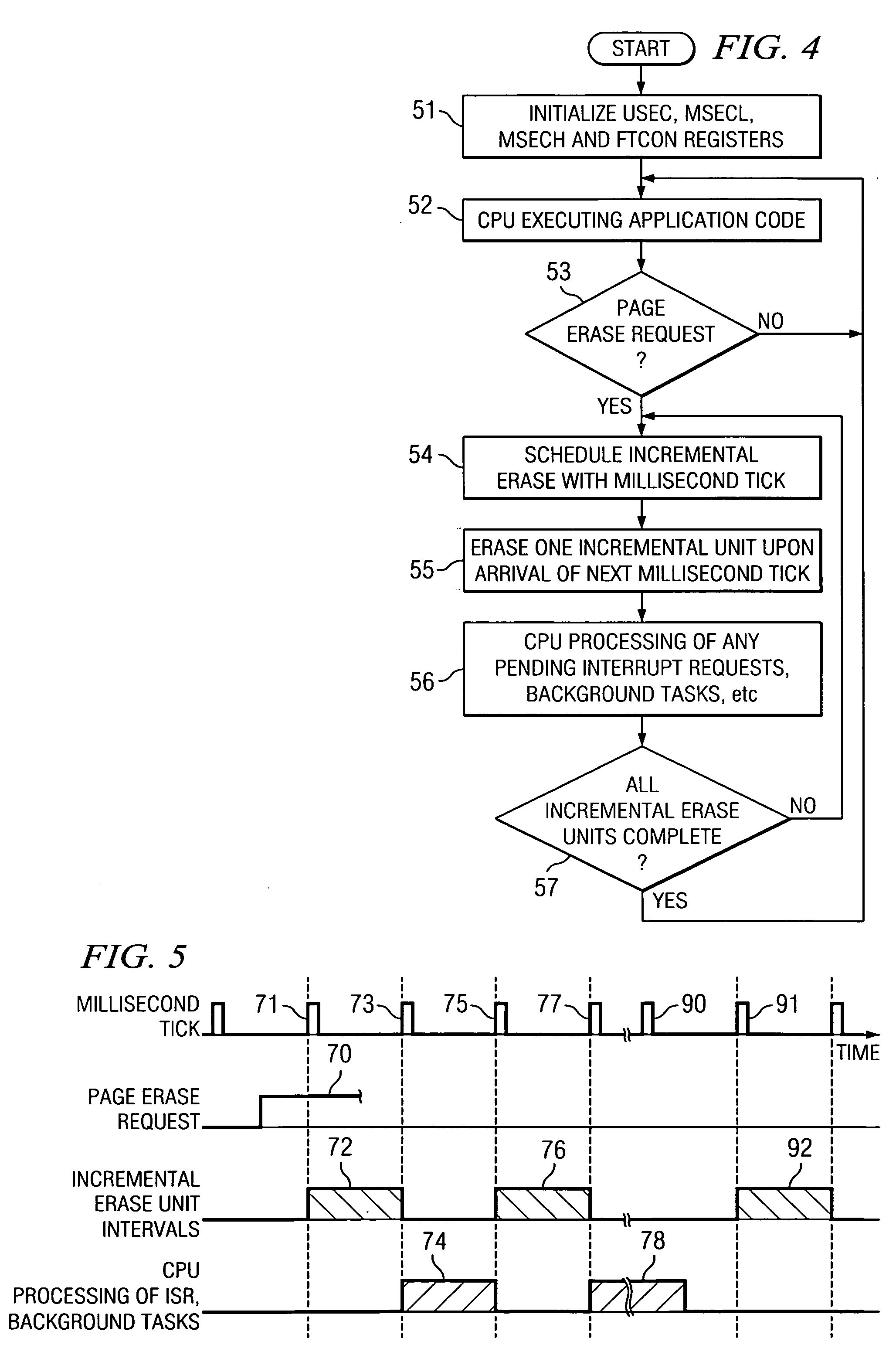 Incremental erasing of flash memory to improve system performance