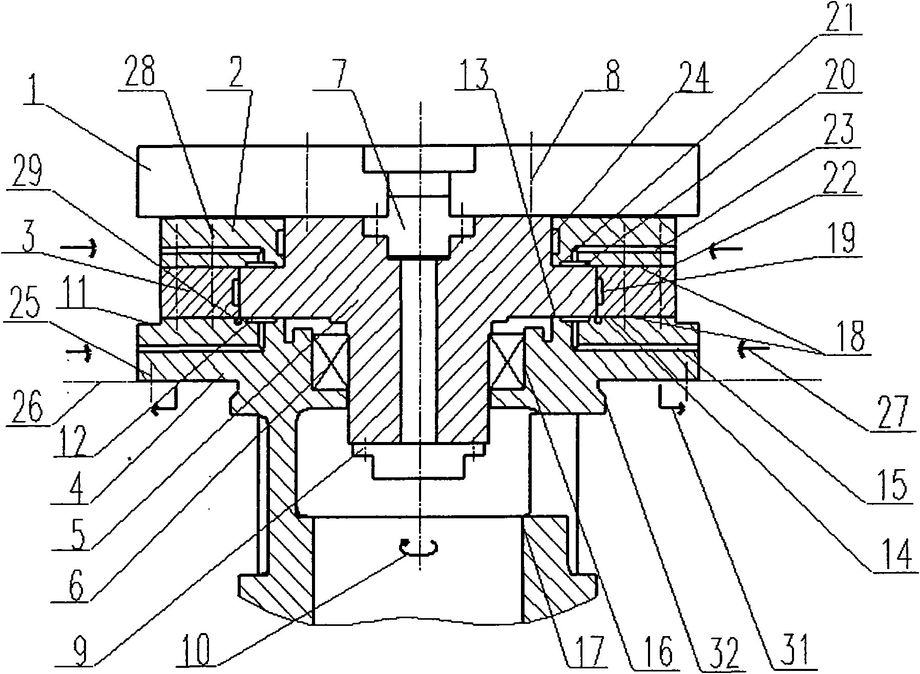 Compound type rotary supporting device for machine tool round workbench