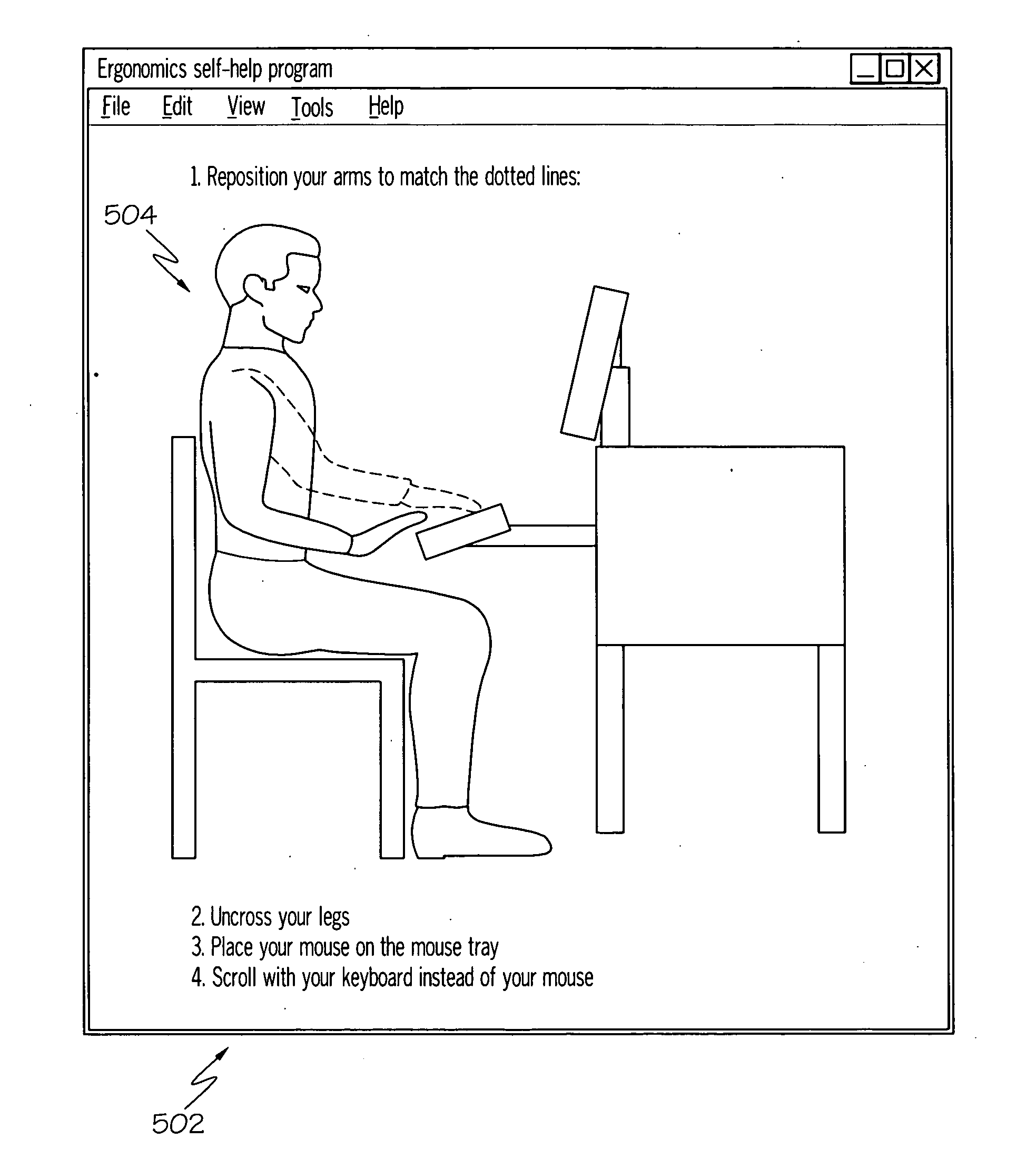 Ergonomics-based health facilitator for computer users