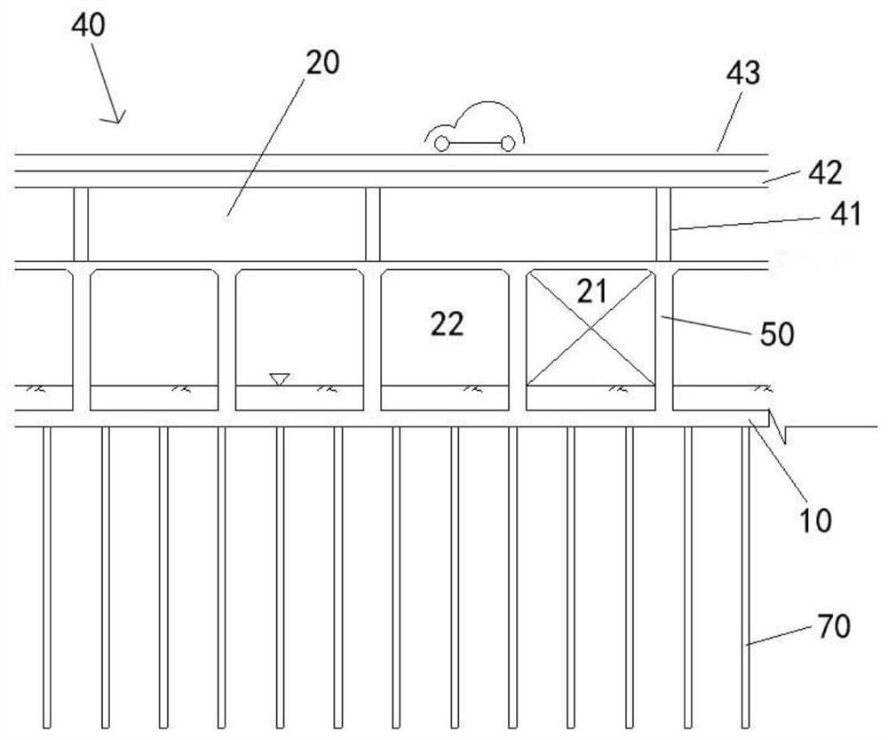 Flood control wall combined with bridge paving and construction method