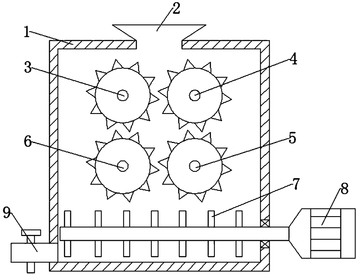 Feed crushing and stirring device