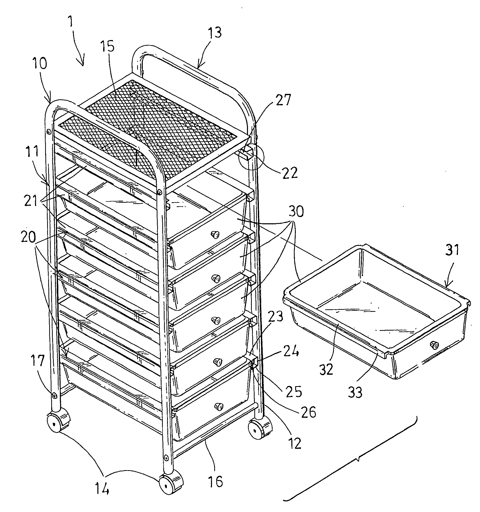 Cabinet having drawer anchoring device