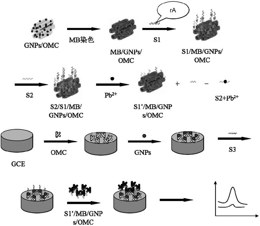 Electrochemical sensor for detecting lead and preparation method and application of electrochemical sensor