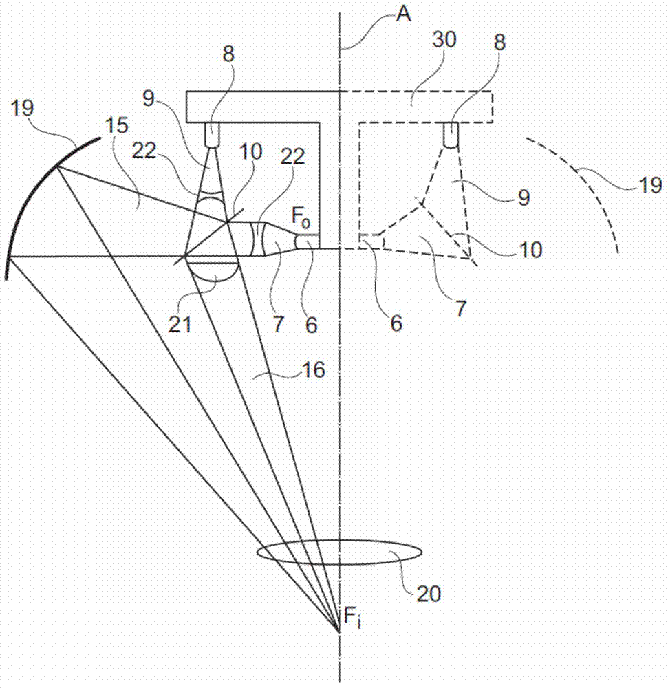 LED lighting device for an operating field comprising a light beam divider