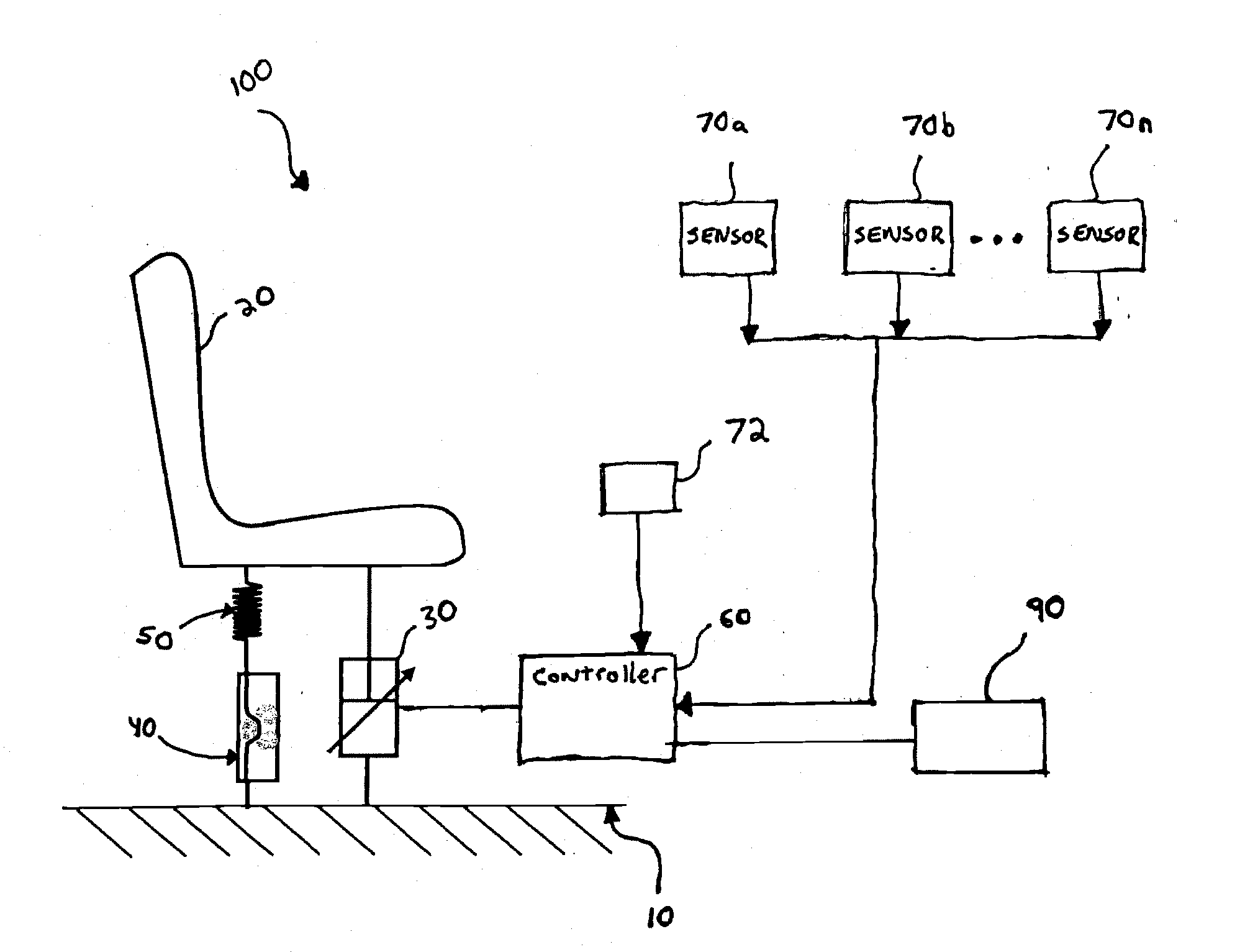 Adaptive energy absorption system for a vehicle seat