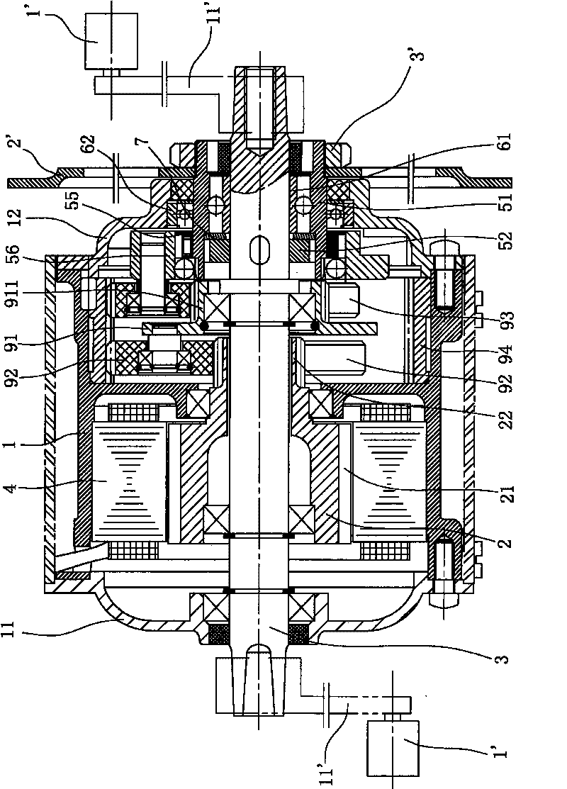 Center shaft type electromobile motor