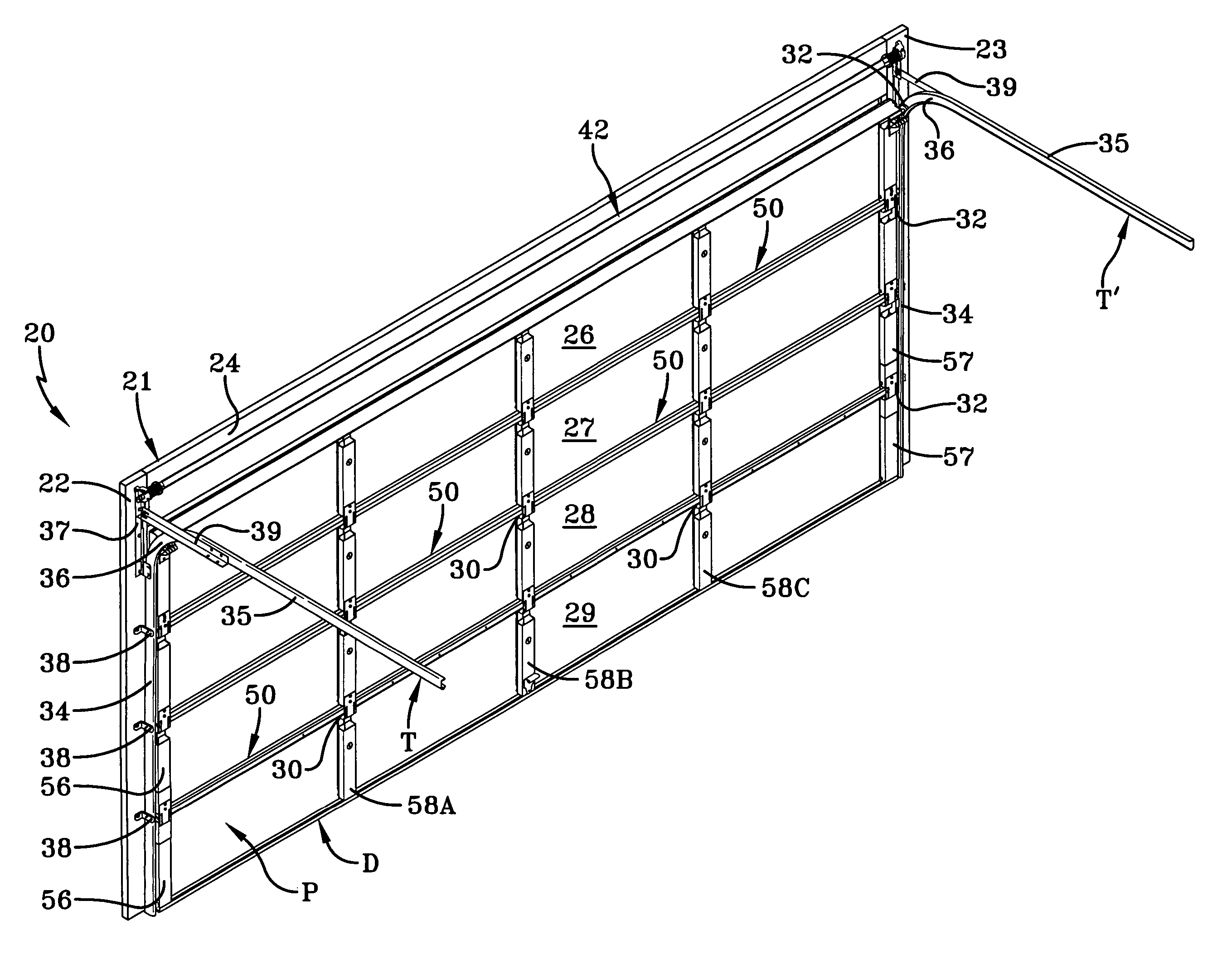 Sectional door panel