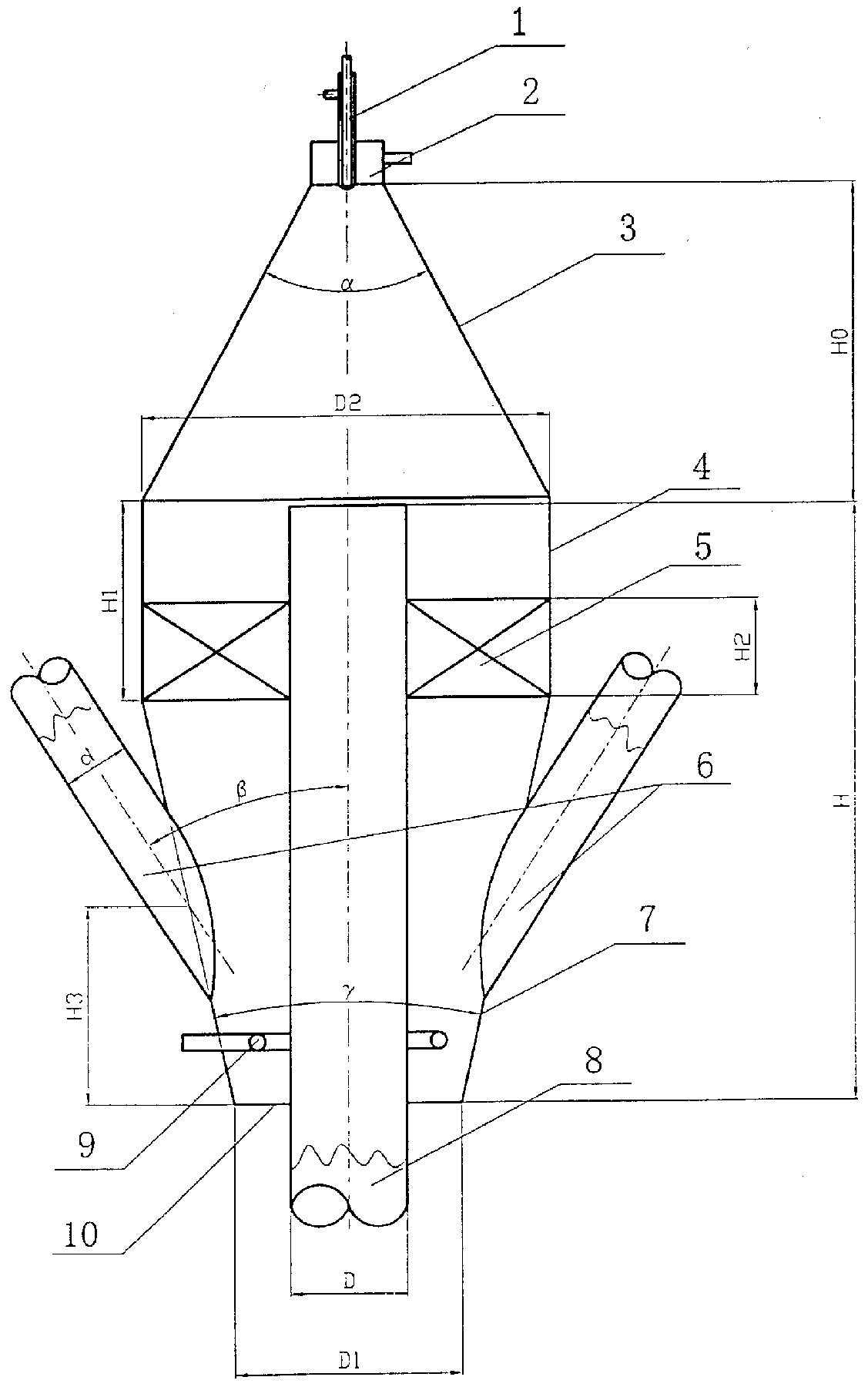 Descending hydrocarbon oil catalytic cracking reactor