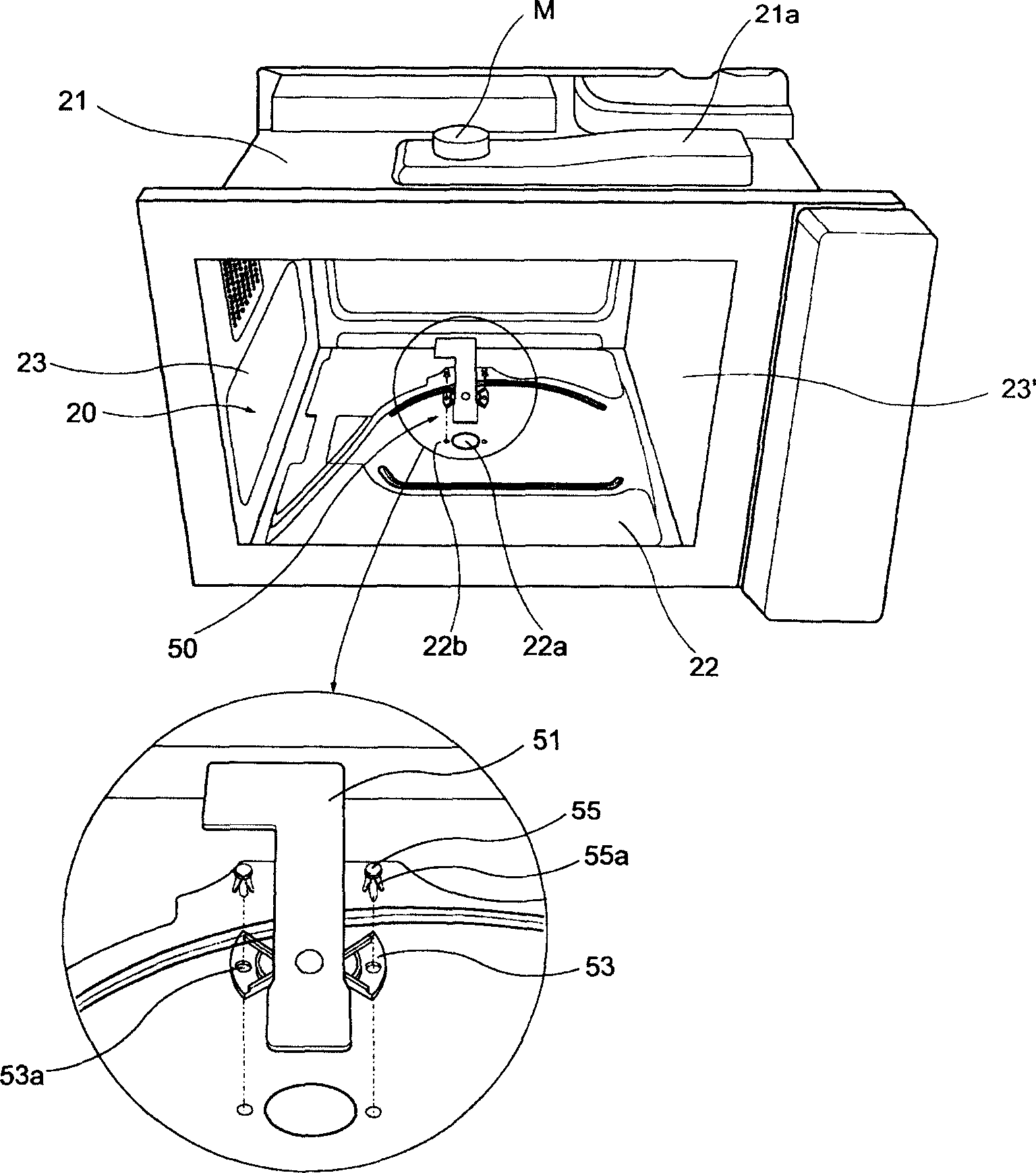 Surface plate structure for bottom of microwave oven chamber