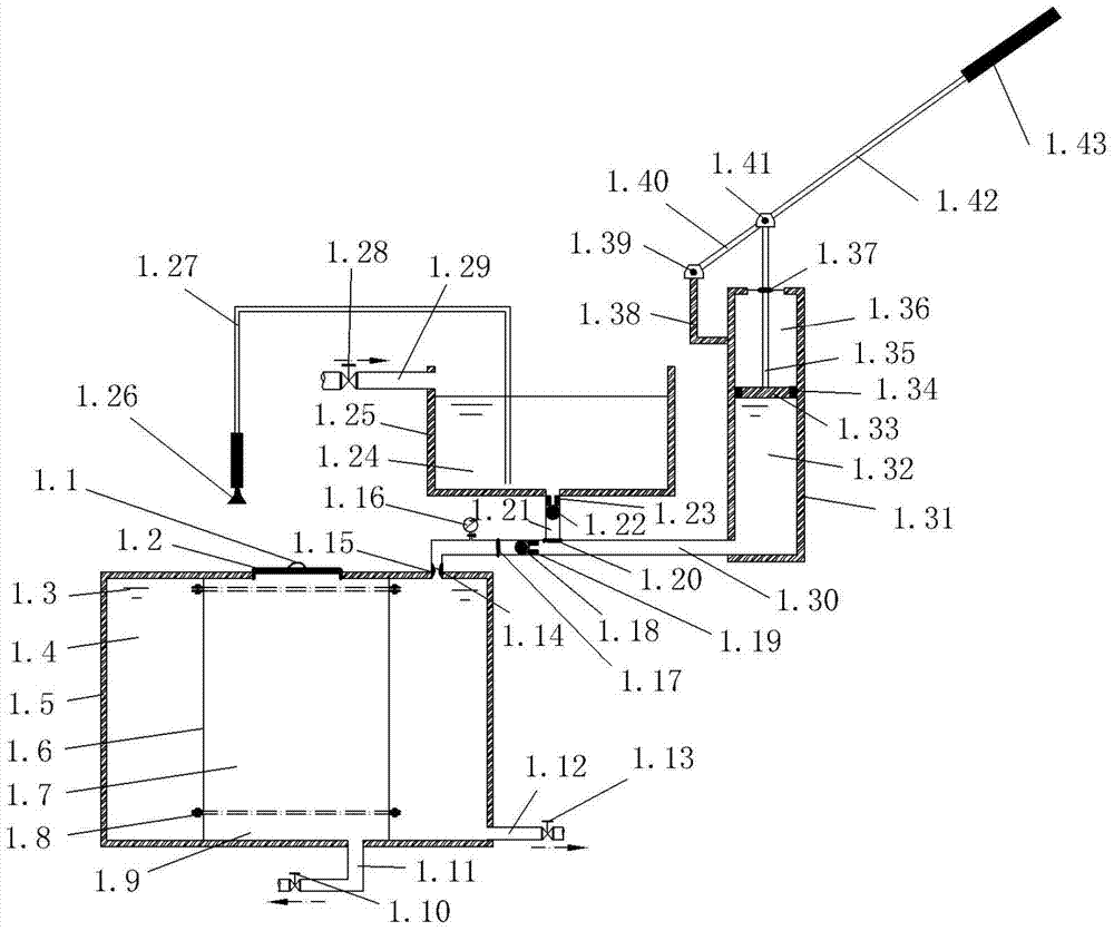 Ultrafiltration back flushing device for rural domestic sewage