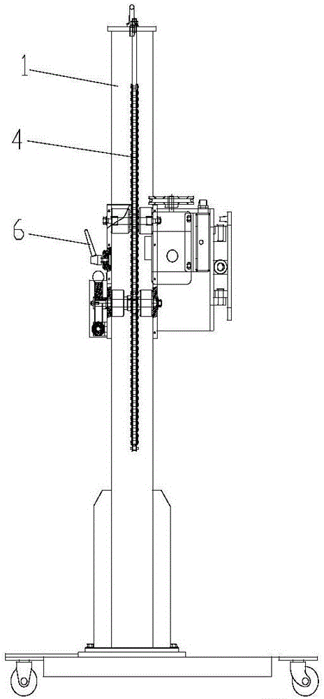 Automatic traction bag-sewing machine with adjustable height