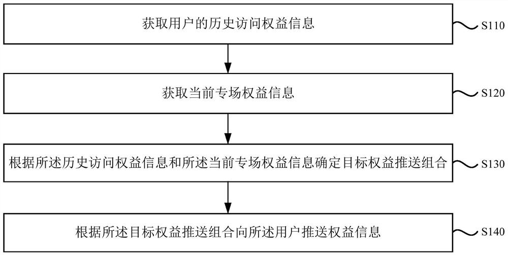 User rights and interests pushing method and device, server and storage medium