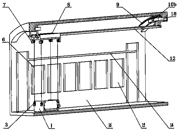 Luggage rack lifting device and method on train