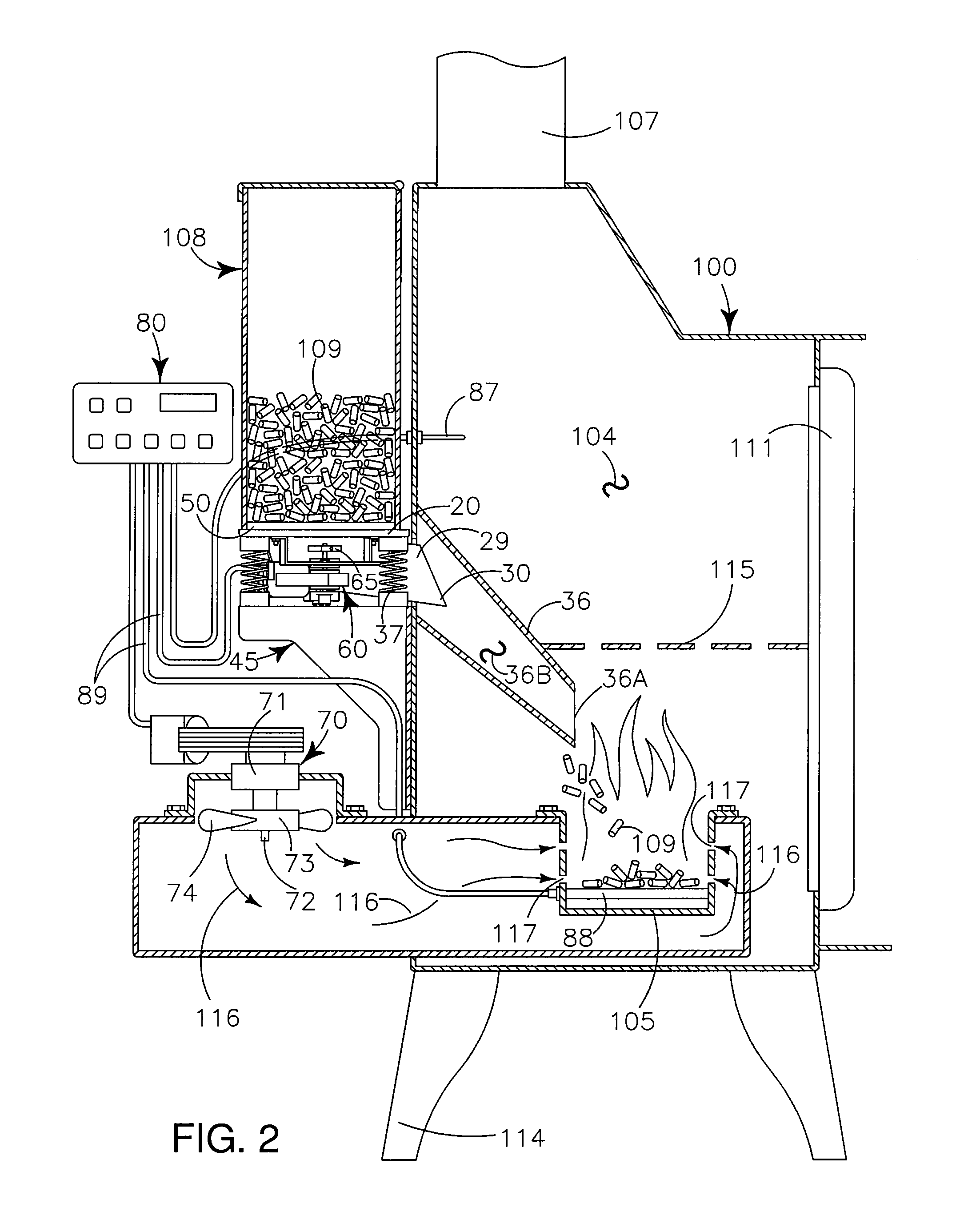 Vibratory feed mechanism for pellet fuel combustion device