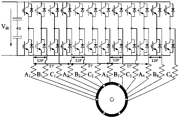 Twelve-phase permanent magnetic synchronous motor fault tolerance control method based on output maximum torque