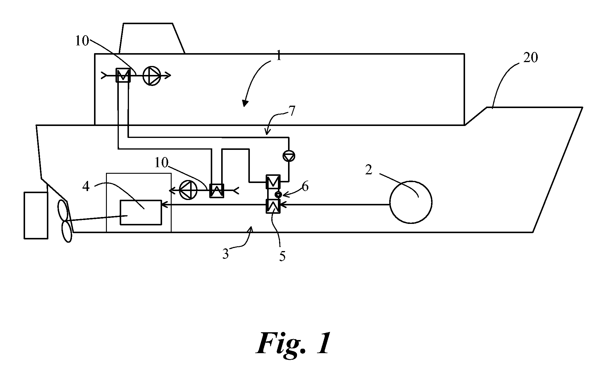 Arrangement for and Method of Providing Cooling Energy to a Cooling Medium Circuit of a Marine Vessel