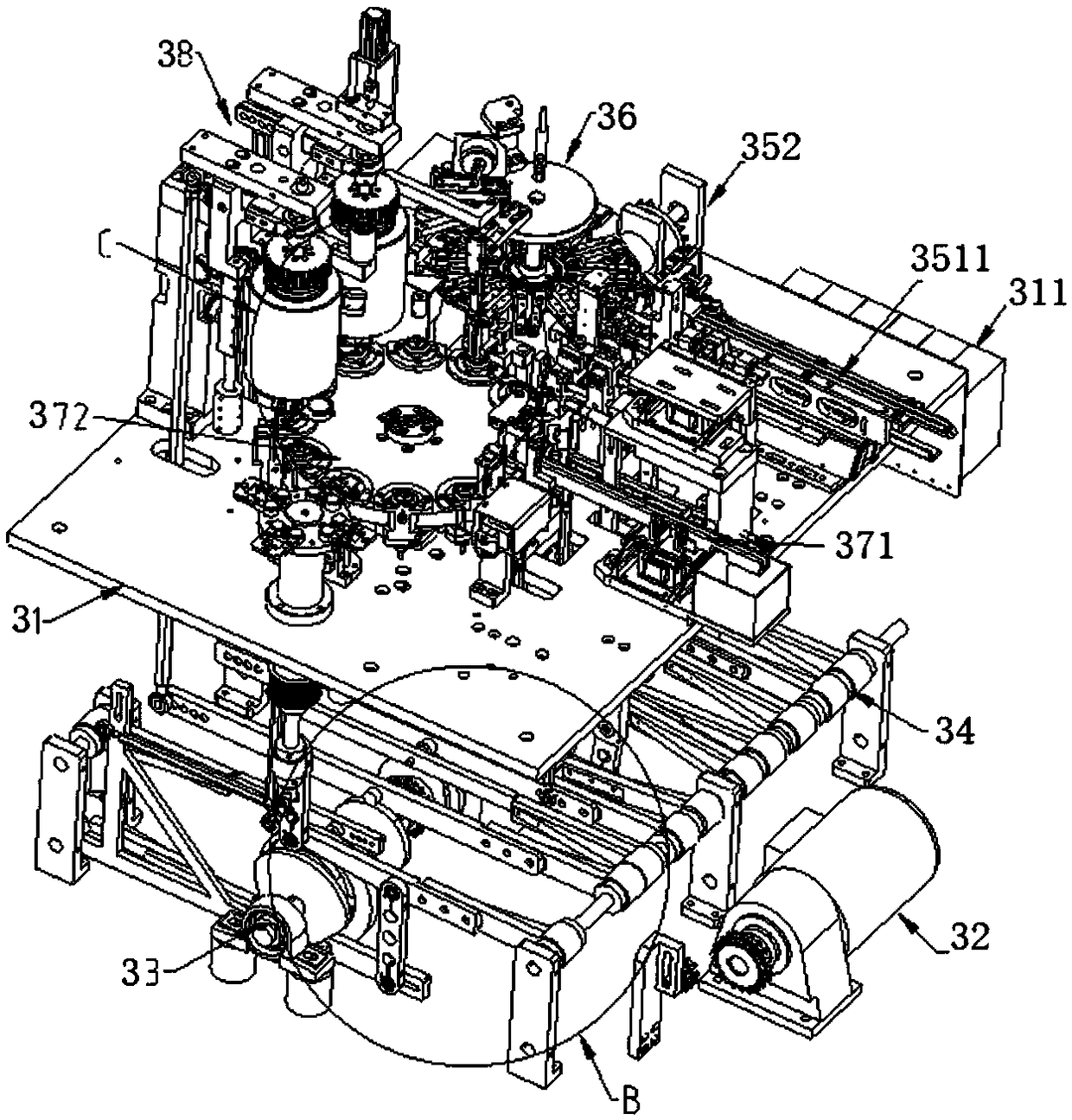 Aluminum electrolytic capacitor assembly, cleaning and sleeve integrating machine