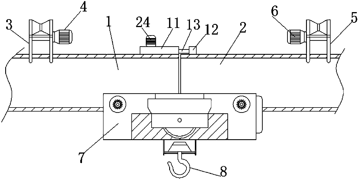 Automatic centering system for crane hanging over rail