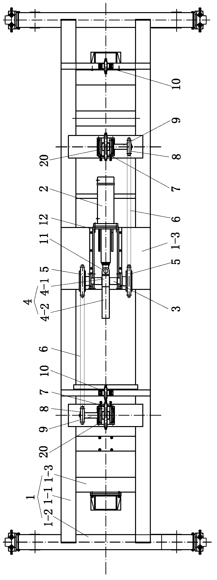 Lifting drive mechanism of travelling crane