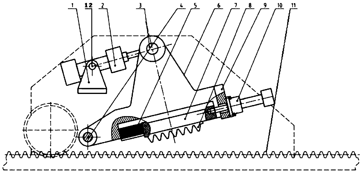 Swing type stepless rack locking device