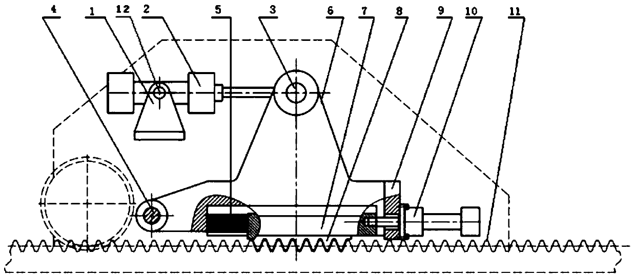 Swing type stepless rack locking device