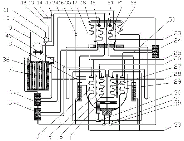 Two-section flue gas hot-water single/double-effect composite lithium bromide absorption type refrigerating unit