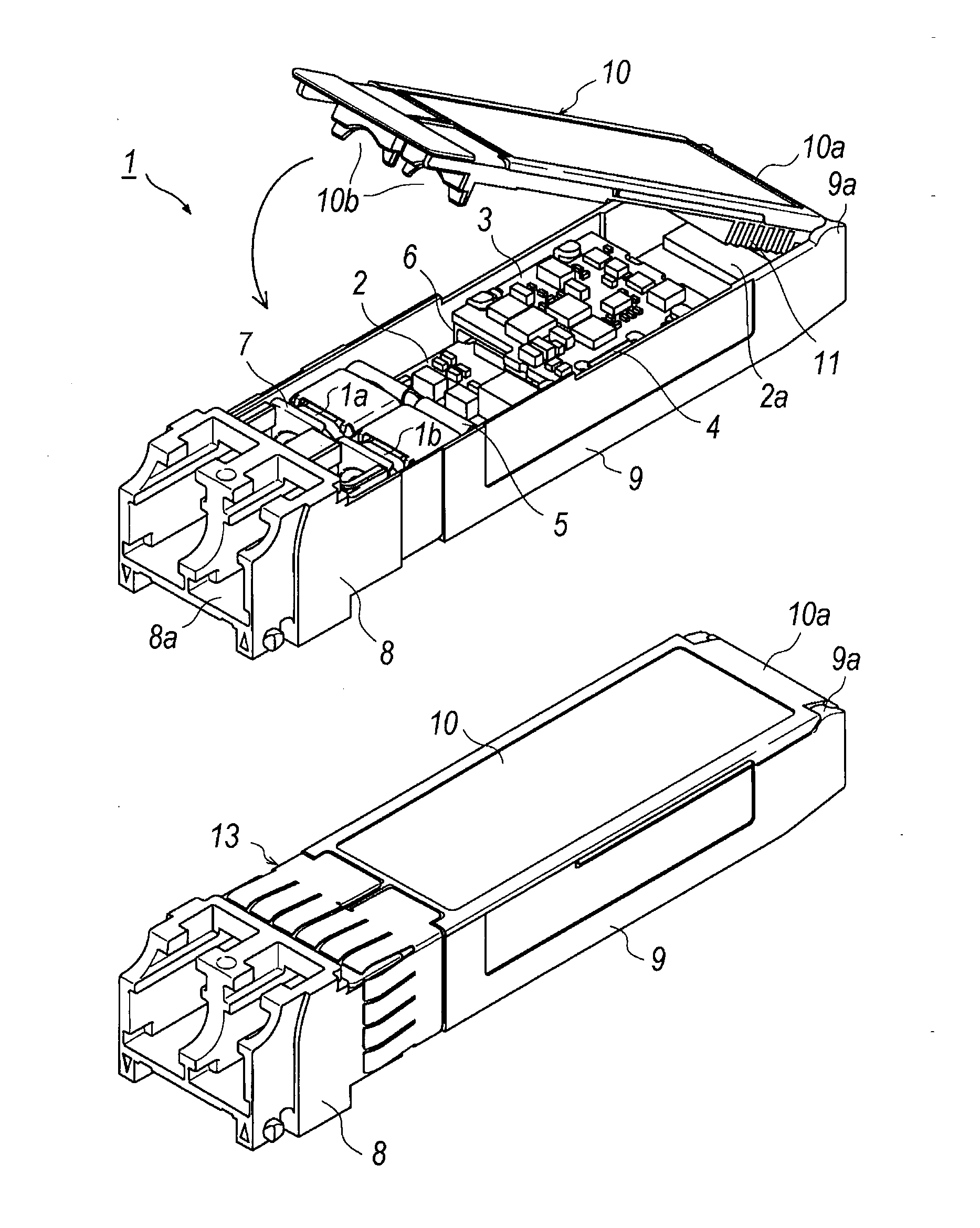 Optical transceiver having enhanced EMI tolerance