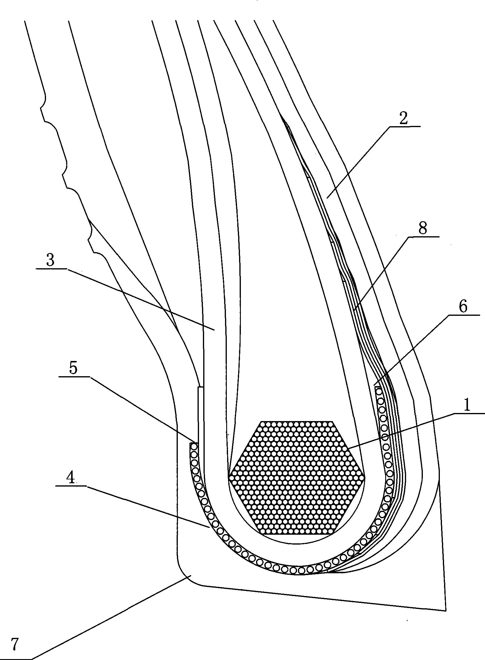 All-steel transverse-cord tyre with reinforced layer at tyre bead